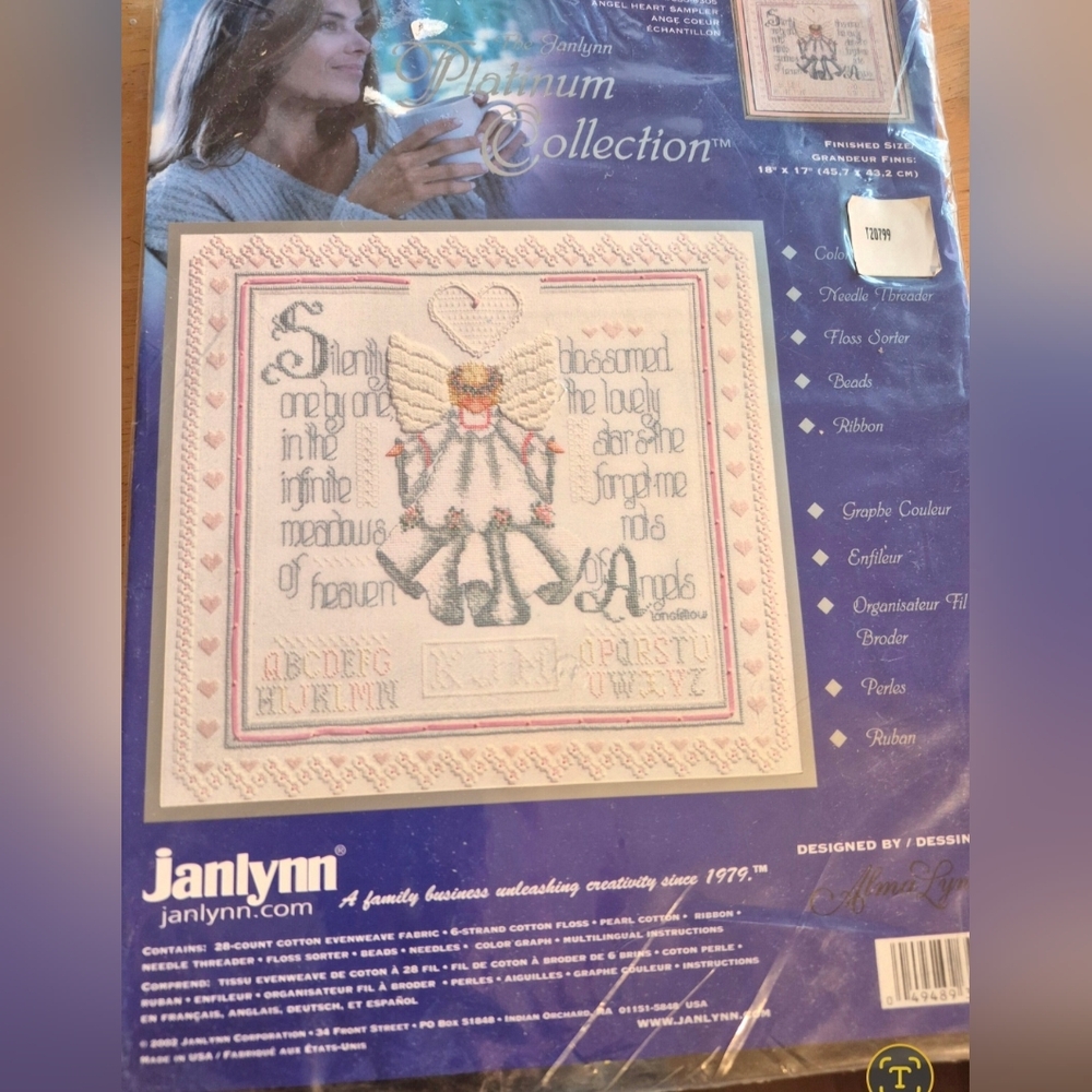 Angel Heart sampler-Platinum Collection Counted Cross Stitch Kit - Janlynn